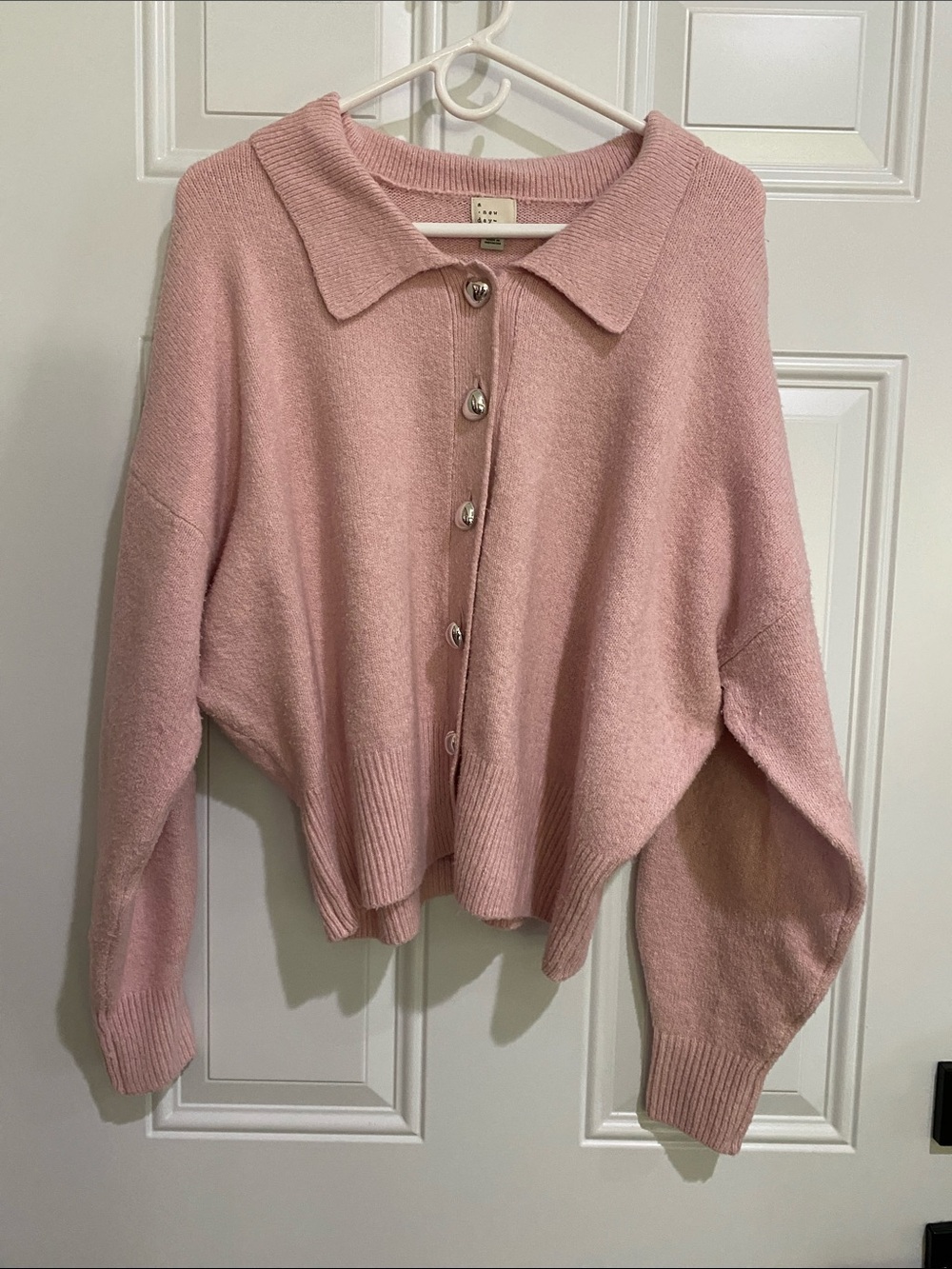 a new day Soft Pink Collared Button-Up Cardigan
